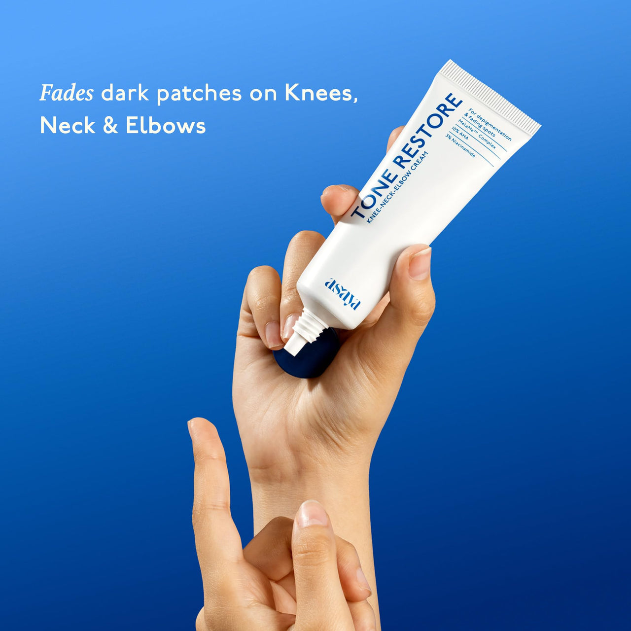 ASAYA Tone Restore Cream for Dark Knees, Elbows & Neck | Depigmenting Cream with MelaMe™ Complex, Kojic Acid, AHAs & Urea | Brightening & Smoothing | Evens skin tone | Smooths rough, textured skin | For Men & Women | 50 gm