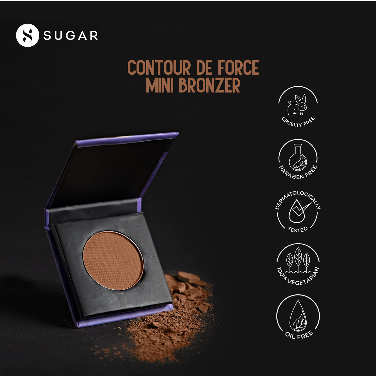 SUGAR Cosmetics - Contour De Force - Mini Bronzer - 02 Woody Wonder (Warm Brown Bronzer) - Lightweight, Contour Bronzer with Matte Finish