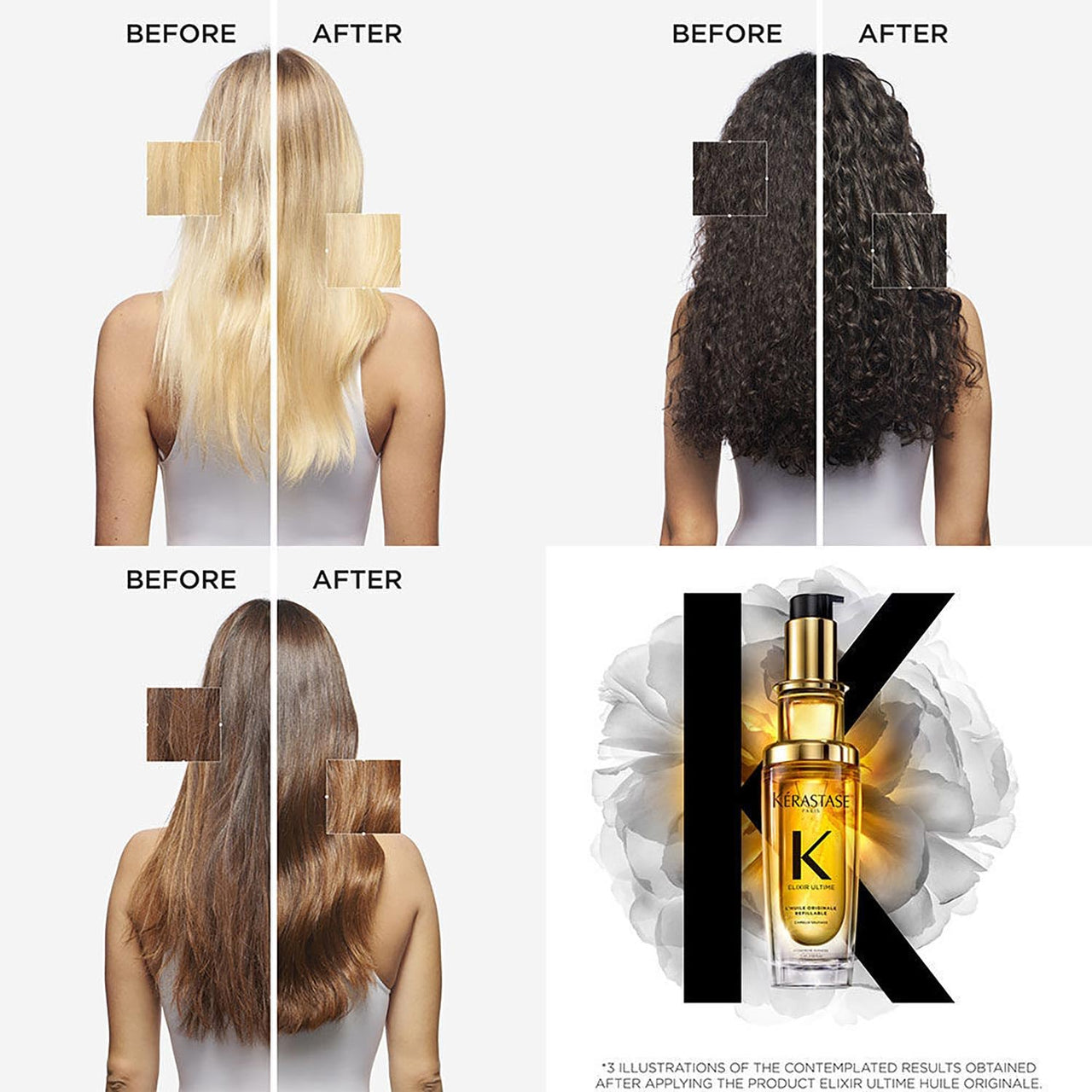 Kérastase Elixir Ultime Hair Oil-In-Serum 75ml | For All Hair Types | 2X Shinier Hair | 96H Anti-Frizz Action | Infused with French Camellia, Marula and Argan Oils
