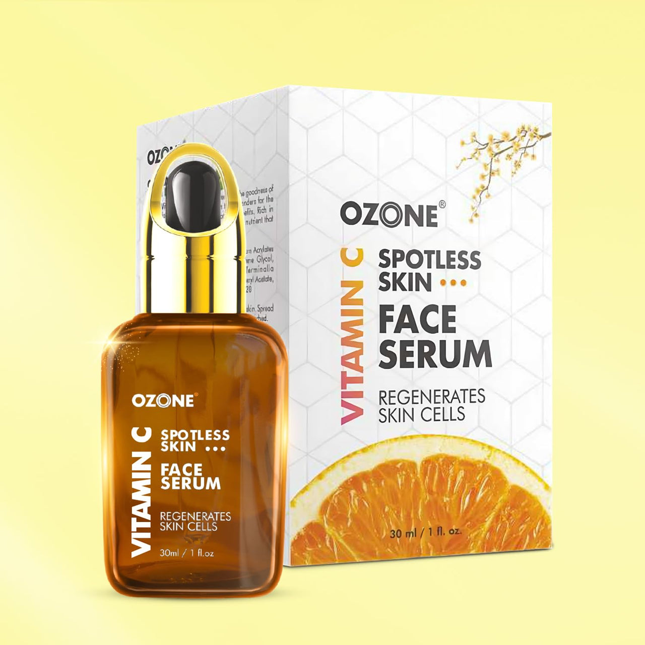 Ozone Vitamin C Face Serum | Crystal Glow With Kakadu Plum | Face Serum For Normal, Oily Skin, Spotless Skin & Regenerates Skin Cells | Paraben & Chemical Free I For Men & Women | 30 ml