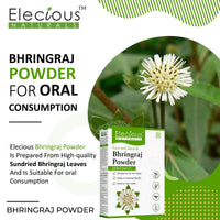 Elecious Pure Bhringraj Powder for hair growth (200 Grams) and Eating | Edible | Ideal for Hair pack, Hair oil and oral consumption | 100% Natural, Preservative free