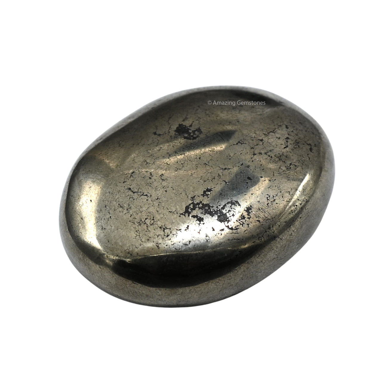 Pyrite Palm Stone - Pocket Massage Worry Stone for Natural Body Chakra Balancing, Reiki Healing and Crystal Grid Pyrite (Large)