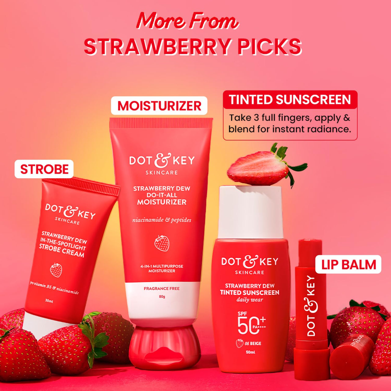 Dot & Key Strawberry Dew Tinted Sunscreen SPF 50+ Pa++++ - 05 Beige | Protection Against UA/UB | Broad Spectrum, Water & Sweat resistant | For All Skin Types | 50ml
