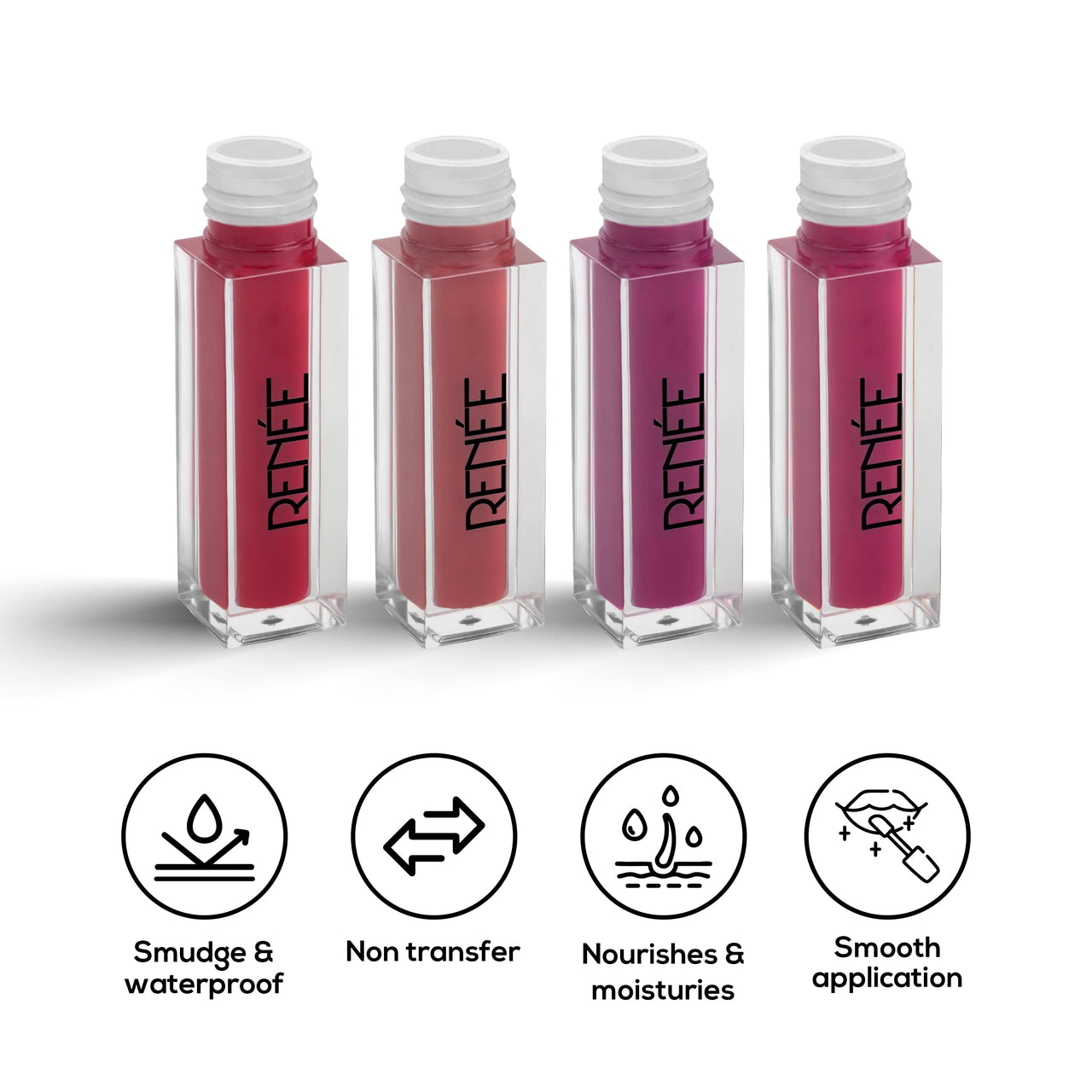 RENEE Hard Black Kajal Pen with Sharpener 0.35gm, Pack Of 2| Matte Finish| Rich Color Payoff| & RENEE Stay With Me Mini Matte Lip Color Juicy Berries 2ml Each| Long Lasting, Light Weight