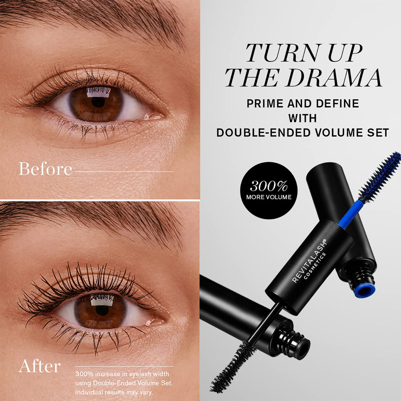 RevitaLash Cosmetics Double-Ended Volume Set: 2-in-1 Lash Primer & Mascara Duo for Voluminous, Longer, and Thicker Lashes, 11ml /0.36 Fl Oz and 5.5ml/ 0.18 Fl Oz each
