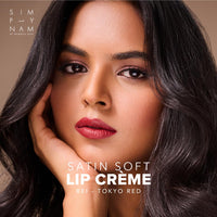 SIMPLYNAM Satin Soft Lip Crème – Tokyo Red | 1 Swipe Full Coverage | Hydrating, Creamy Matte Finish | 16 Hour Stay | Transfer-Proof & Smudge-Proof | Infused with Peptides & Squalane | Vegan