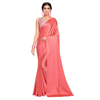 Cloud walker Women Soft Satin Silk Saree With Digital Printed Unstiched Blouse Piece(5.5m Saree +0.8m Blouse Piece).