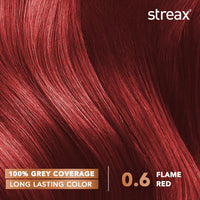 Streax Crème Permanent Hair Colour - 0.6 Flame Red Hair Color- 120 ml, 100% Grey coverage, Long Lasting Hair colour for women