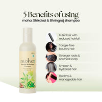 Moha Shikakai & Bhringraj Shampoo | Anti Hair Fall Shampoo with Hemp Seed Oil | 200 ml