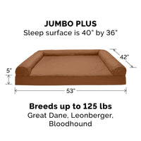 Furhaven Replacement Dog Bed Cover Quilted Sofa-Style, Machine Washable - Toasted Brown, Jumbo Plus (XX-Large) Cover Only 53.0