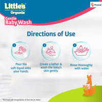 Little's Organix Gentle Baby Wash 400ml - Pump Pack | Dermatologically tested | With Organic Aloe Vera & Neem | pH balanced | All skin types