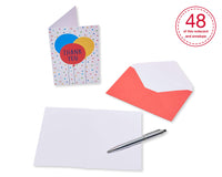 American Greetings Thank You Cards with Envelopes, Multi Color Balloons (48-Count) Party Balloons