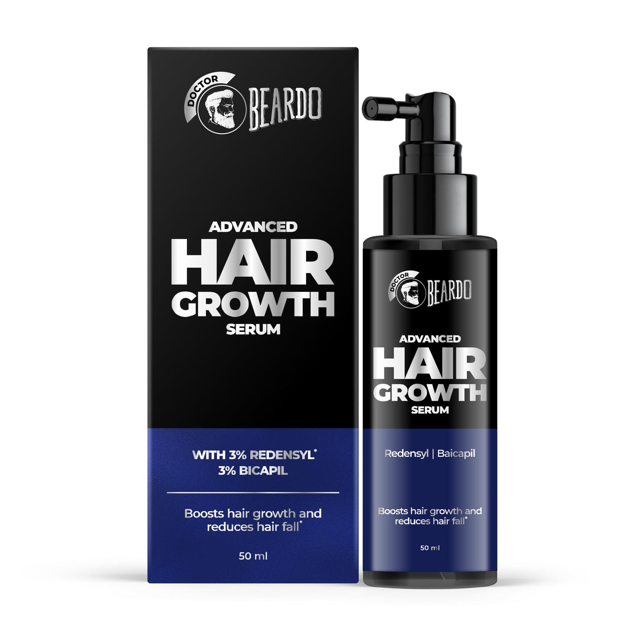 Dr. Beardo Advanced Hair Growth Serum for Men, 50 ml| Contains 3% Redensyl, 3% Baicapil, Rosemary | Stimulates Hair Growth, Increase Hair Density & Thickens Hair | Lightweight and Non-Sticky | Made for Men