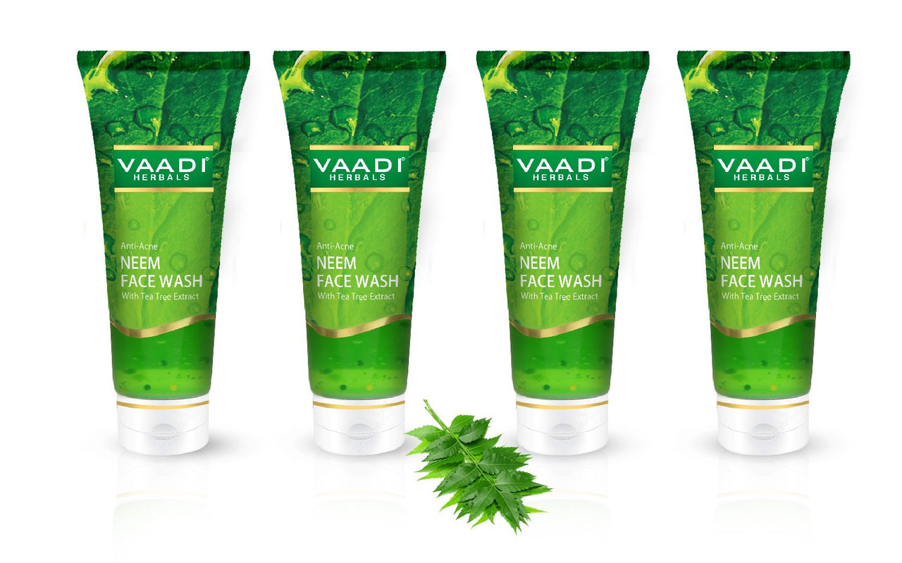 Vaadi Herbals Value Pack of Anti Acne Neem Face Wash with Tea Tree Extract, 4 x 60ml