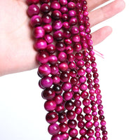 32PCS 12mm Natural Stone Beads Rose Red Tiger Eye Gemstone Round Loose Beads Crystal Healing Energy Jewelry Making DIY Bracelet 15