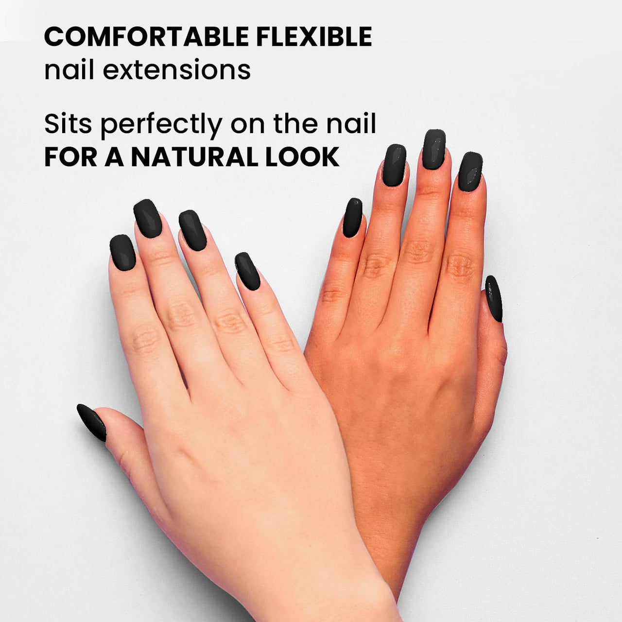 FACES CANADA Ultime Pro Splash Instant Manicure - Charcoal | 16 Pcs Press On Nail Extensions | Artificial Fake Nail Set | Long lasting and Durable | Lightweight & Comfortable