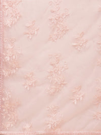 AKHILAM Women's  Organza Net Embroidered Saree With Blouse Piece