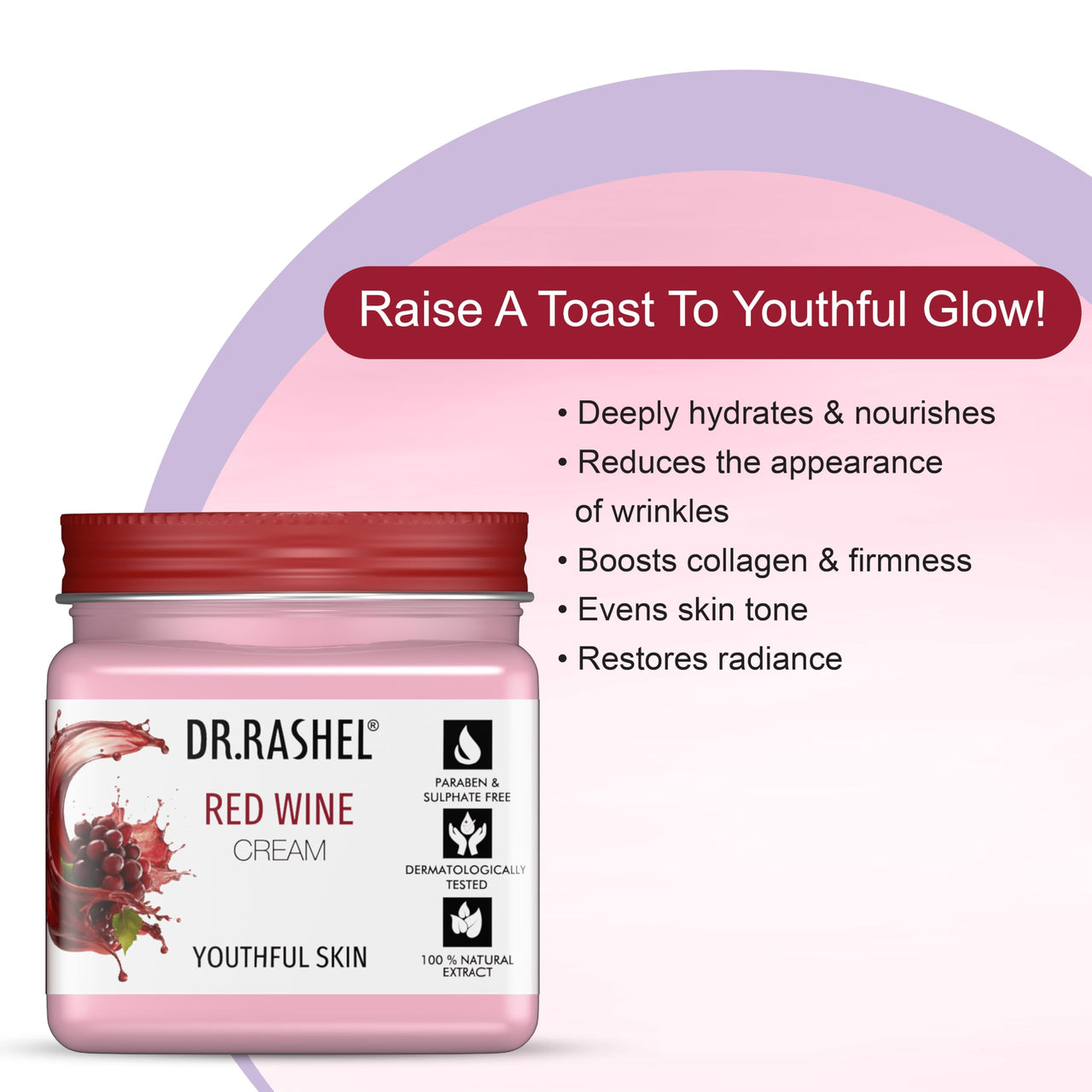 Dr.Rashel Red Wine Anti-Aging Cream – Moisturizing & Firming Face Cream with Antioxidants for Glowing, Youthful Skin – Natural Skincare