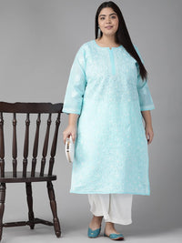 Ada Hand Embroidered Lucknowi Chikankari Cotton Kurta Kurti for Women A411165