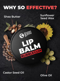 Beardo Bubblegum Non Tinted Lip Balm for Men, 7g | Lip Care For Soft Kissable Lips | Lip Mask For Dry, Cracked and Chapped lips | Lip Repair & Protection