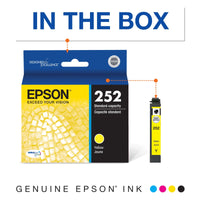 EPSON 252 DURABrite Ultra Ink Standard Capacity Yellow Cartridge (T252420-S) Works with WorkForce WF-3620, WF-3640, WF-7110, WF-7610, WF-7620, WF-7710, WF-7720, WF-7210 1 Count (Pack of 1)