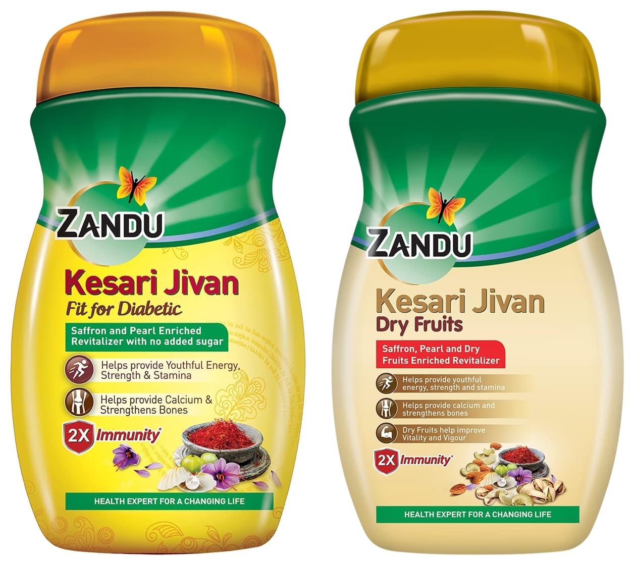 Zandu Kesari Jivan Dry Fruits Chyawanprash 900g, & Zandu Kesari Jivan Sugar free Chyawanprash - 900g