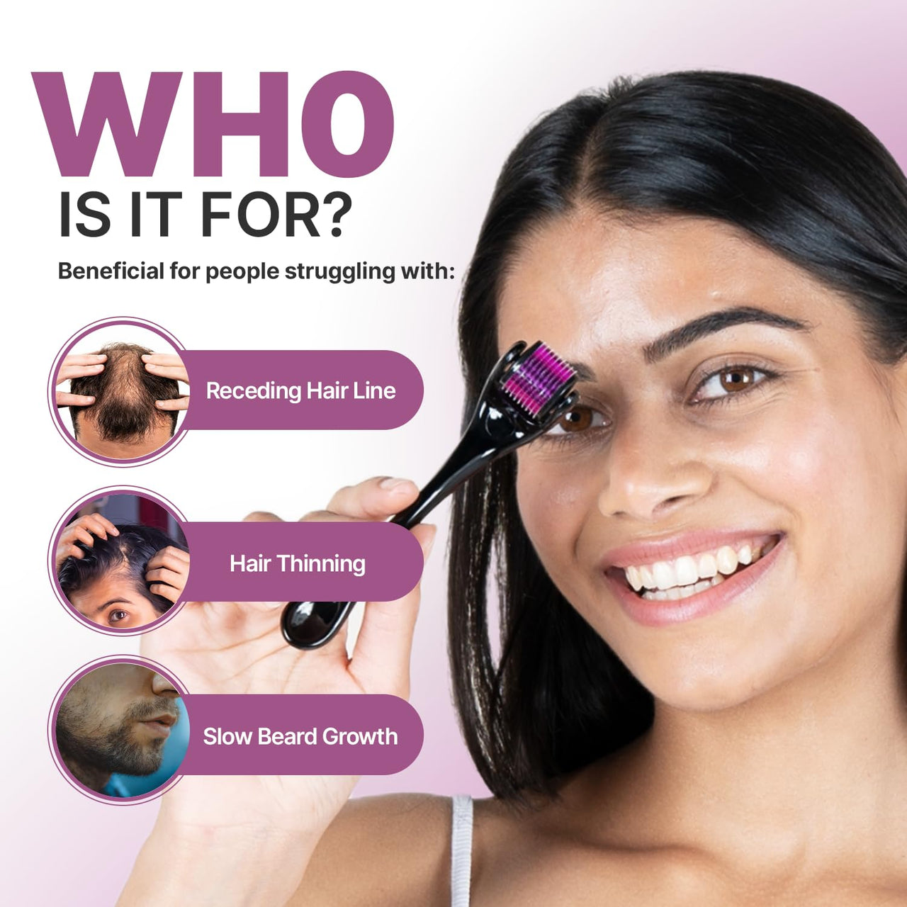 Sotrue Derma Roller 0.5mm with Sanitizer | 540 Stainless Steel Needles | Derma Roller for Hair Growth & Thickening, Repair Damages and Activates Hair Follicles, Reduces Acne Scars (Black)