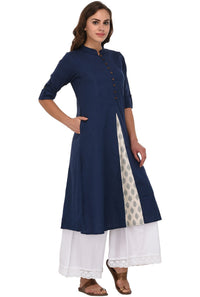 Pistaa's  Women Cotton Printed Cut Regular Kurta