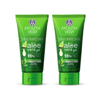 Ayouthveda Aloe Vera Gel 150 gm for Face, Body & Hair | Aloe Vera Skin/Hair Gel With Neem & Tulasi Vitamin Extracts | Calms Sunburn & Promotes Even Skin Tone (Pack Of 2;150ml each)