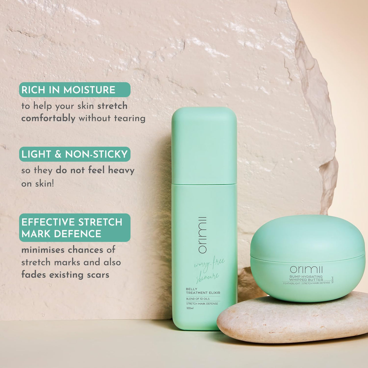 Orimii Happy Belly Stretch Mark Defence Regime For New & Expecting Mothers | Bump Body Butter & Belly Oil Combo For Hydration & Moisturization | Essential Combo For New Moms