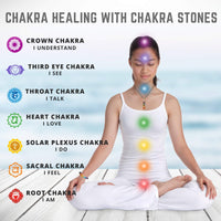 Crystal Vibe 7 Chakra Necklace and Bracelet Set for Women & Men - Spiritual Healing Pendant Necklace with Adjustable Cord - Stretchable chakra Bracelet - Chakra Crystals jewelry Handmade