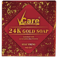 VCare 24K Gold bath Soaps for women| Skincare Moisturizing Beauty Bathing Soap Bar | With 24K Gold & Soy Protein | Softer Skin | All Skin Types (Pack of 2) 125 g