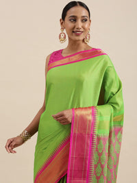 Pandadi Saree Women's  Cotton Silk Saree With Blouse Piece