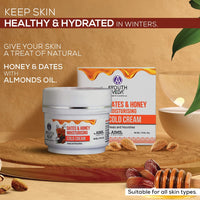 Ayouthveda Dates & Honey Moisturising Cold Cream| Deep Nourishing & Skin Hydrating Moisturizer | Removes Skin Dryness With Fast Observing & Non-Greasy Solution (Pack of 1-50g)