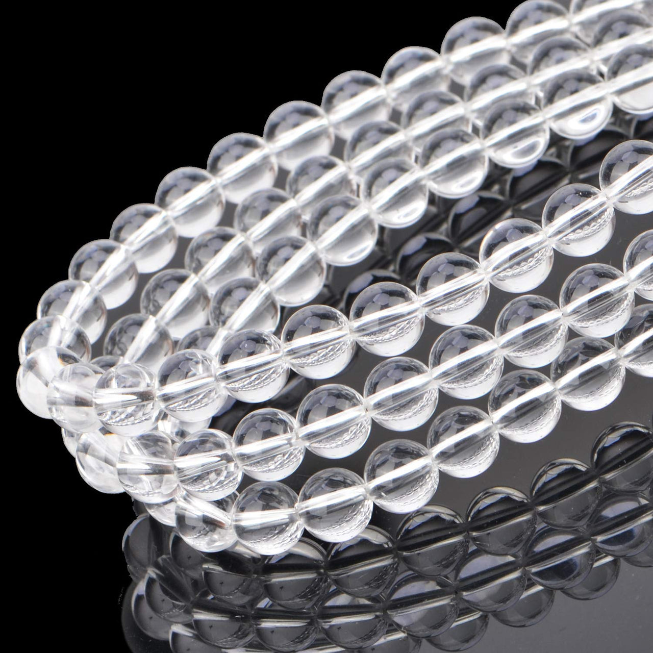 80Pcs Natural Crystal Beads Stone Gemstone Round Loose Energy Healing Beads with Free Crystal Stretch Cord for Jewelry Making (Clear Crystal, 10mm) Clear Crystal