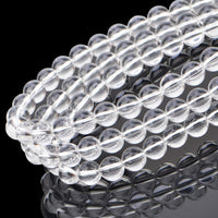 80Pcs Natural Crystal Beads Stone Gemstone Round Loose Energy Healing Beads with Free Crystal Stretch Cord for Jewelry Making (Clear Crystal, 10mm) Clear Crystal