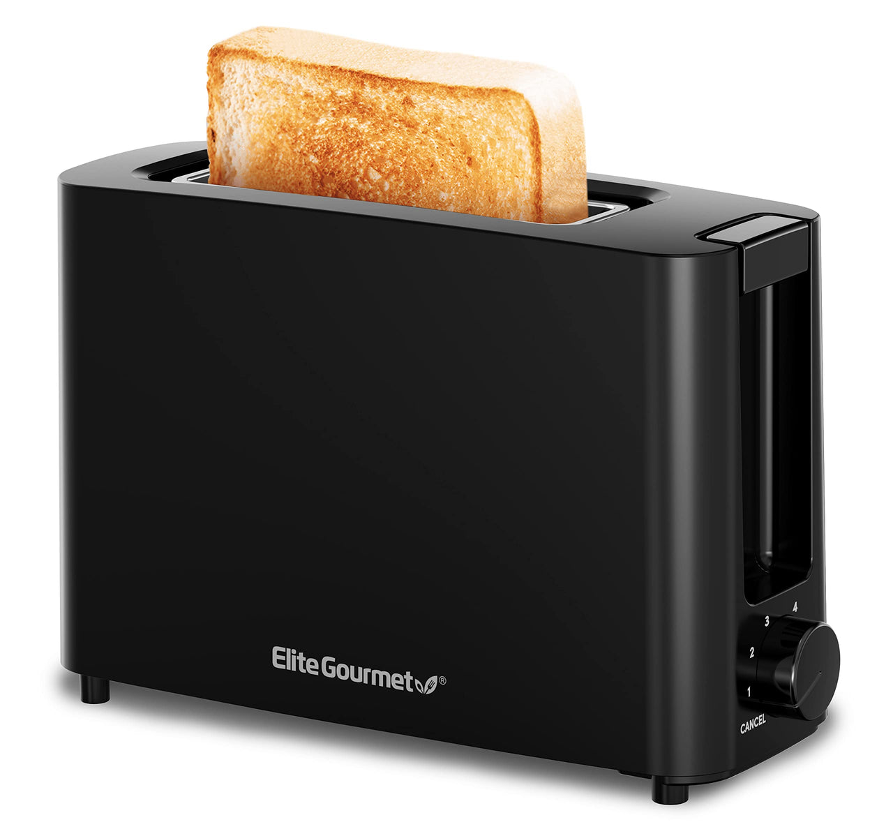 Elite Gourmet ECT118B Cool Touch Single Slice Toaster, 6 Toasting Levels & Wide Slot for Bagels, Waffles, Specialty Breads, Pastry, Snacks, Black 1 Slice