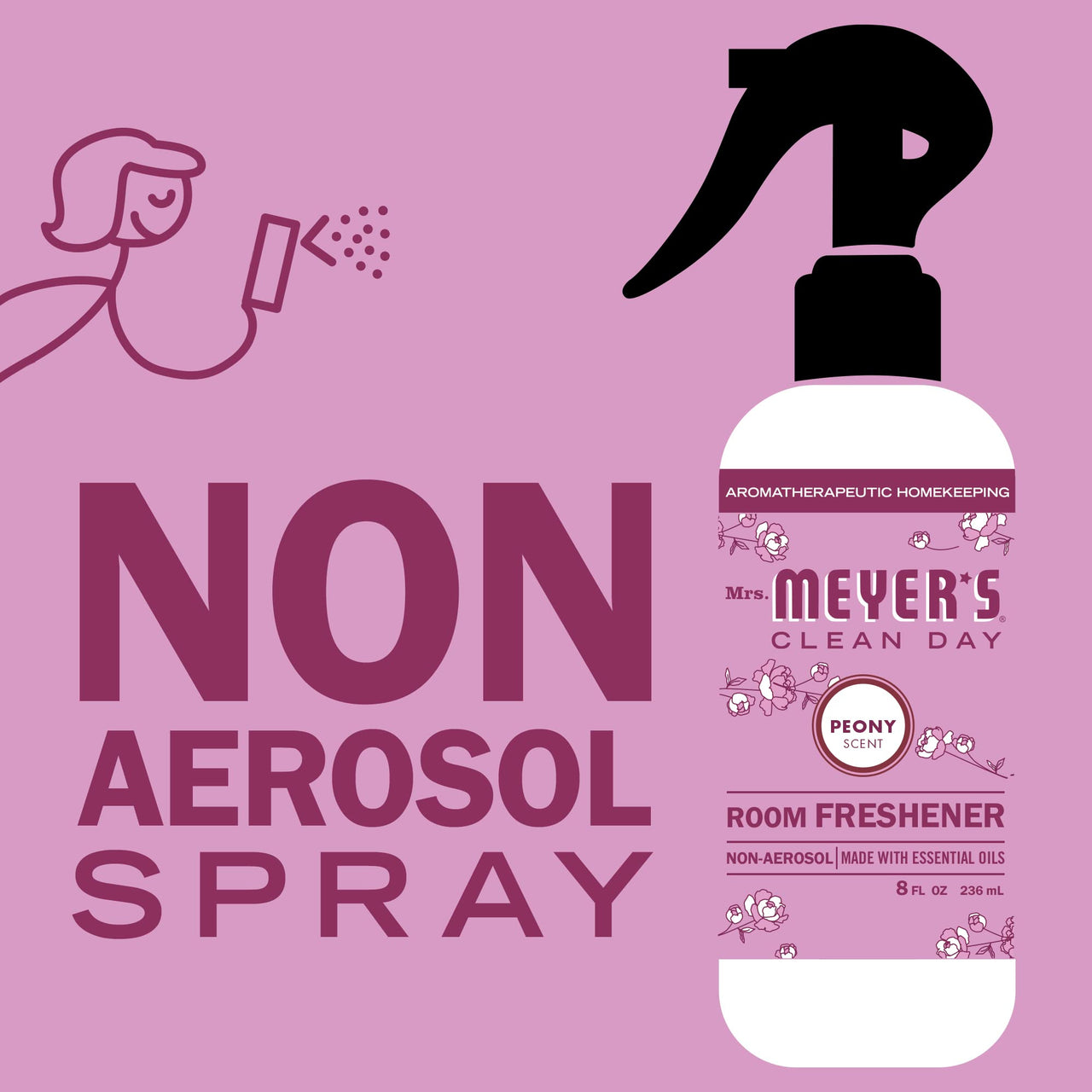 MRS. MEYER's CLEAN DAY Room and Air Freshener Spray, Non-Aerosol Spray Bottle Infused with Essential Oils, Lemon Verbena, 8 fl. oz - Pack of 3 8 Fl Oz (Pack of 3)