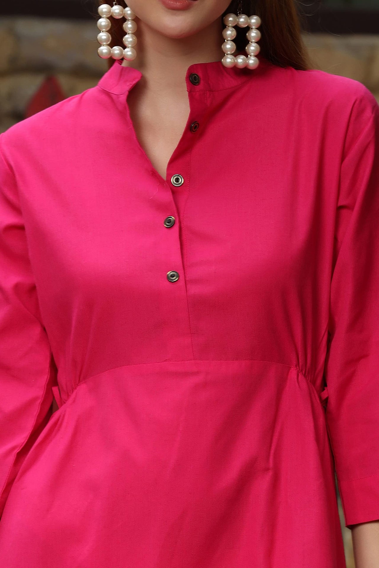 DHRUVI TRENDZ Kurti for Women || Soft Cotton Plain Long Straight Kurtis for Girls || Stitched Collar Kurta || Ideal for Office || Casual || Collage || Festival Wear Kurtis for Ladies