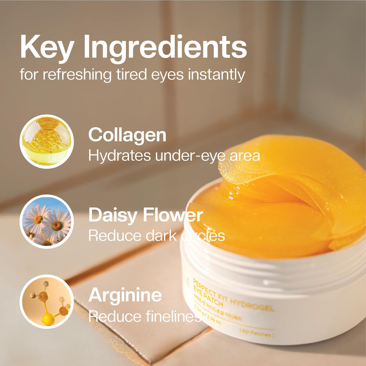 Mirabelle Korea Hydrogel Eye Patches | Dark Circles, Puffiness & Wrinkles | Korean Under Eye Mask with Collagen & Hyaluronic Acid | Cooling Gold Under Eye Patches for Men & Women | 60 Pcs
