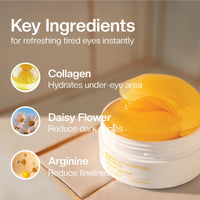 Mirabelle Korea Hydrogel Eye Patches | Dark Circles, Puffiness & Wrinkles | Korean Under Eye Mask with Collagen & Hyaluronic Acid | Cooling Gold Under Eye Patches for Men & Women | 60 Pcs