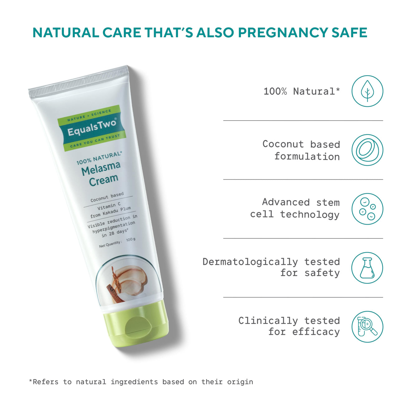 EQUALSTWO Natural Melasma Cream 100g, Pigmentation Removal Cream for Even Skin Tone, Dark Spot Removal Cream Enriched with Rice Barn, Kakadu Plum, Marshmellow & Licorice roots, Pack 1