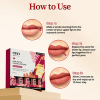 ENN Long Lasting Semi Matte Nourishing Soft Liquid Lipsticks Kit With 12 Hour Coverage | Transfer proof Highly Pigmented Godness of Natural Ingredients of Ghee | Vitamin-E | Argan Oil | Pack Of 5 Perfect Nudes