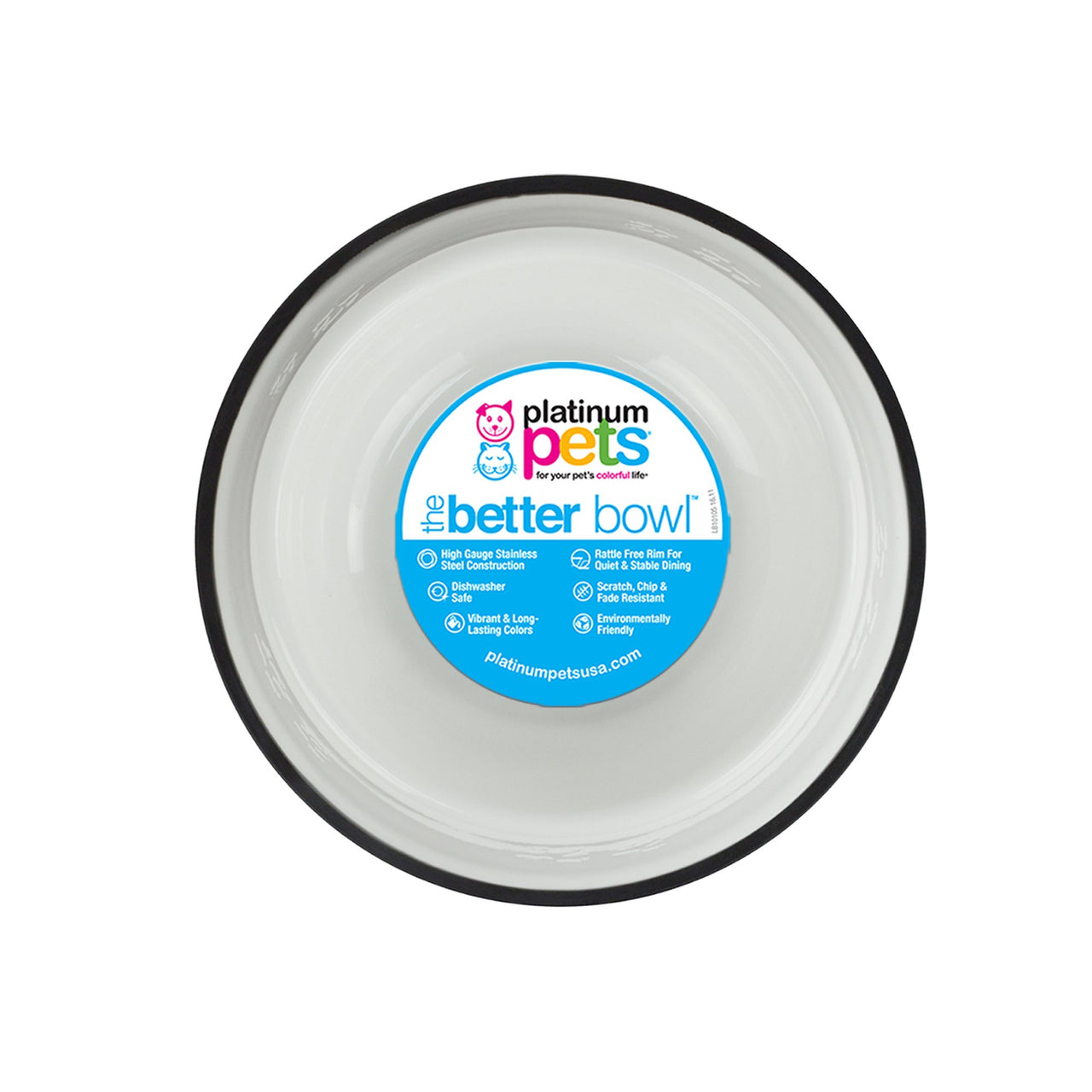 Platinum Pets 6.25 Cup Embossed Non-Tip Stainless Steel Dog Bowl, Pearl White Large