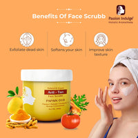 Passion Indulge Natural Papain D10 Cleanser 100ml & Papain D10 Face Scrub 200gm Combo Pack For Reduces Tan