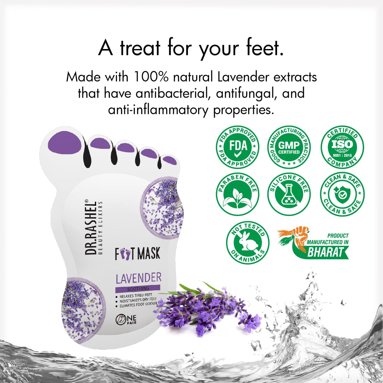 Dr.Rashel Lavender Peeling Mask for Cracked Feet | Dead Skin Remover | Heel Peel Pedicure | At Home Foot Care | Lavender | Exfoliant Foot Crack Mask with Moisturising Agents