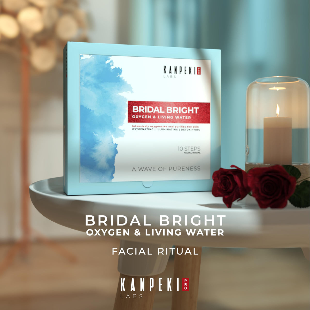 Kanpeki Bridal Bright 10 Step Oxygen Facial Kit with Living Water | Hydrating, Purifying & Youthful Radiance Ritual, Glow & Fine Line Care | Infused with Spirulina & Vital Minerals | Suitable for All Skin Types