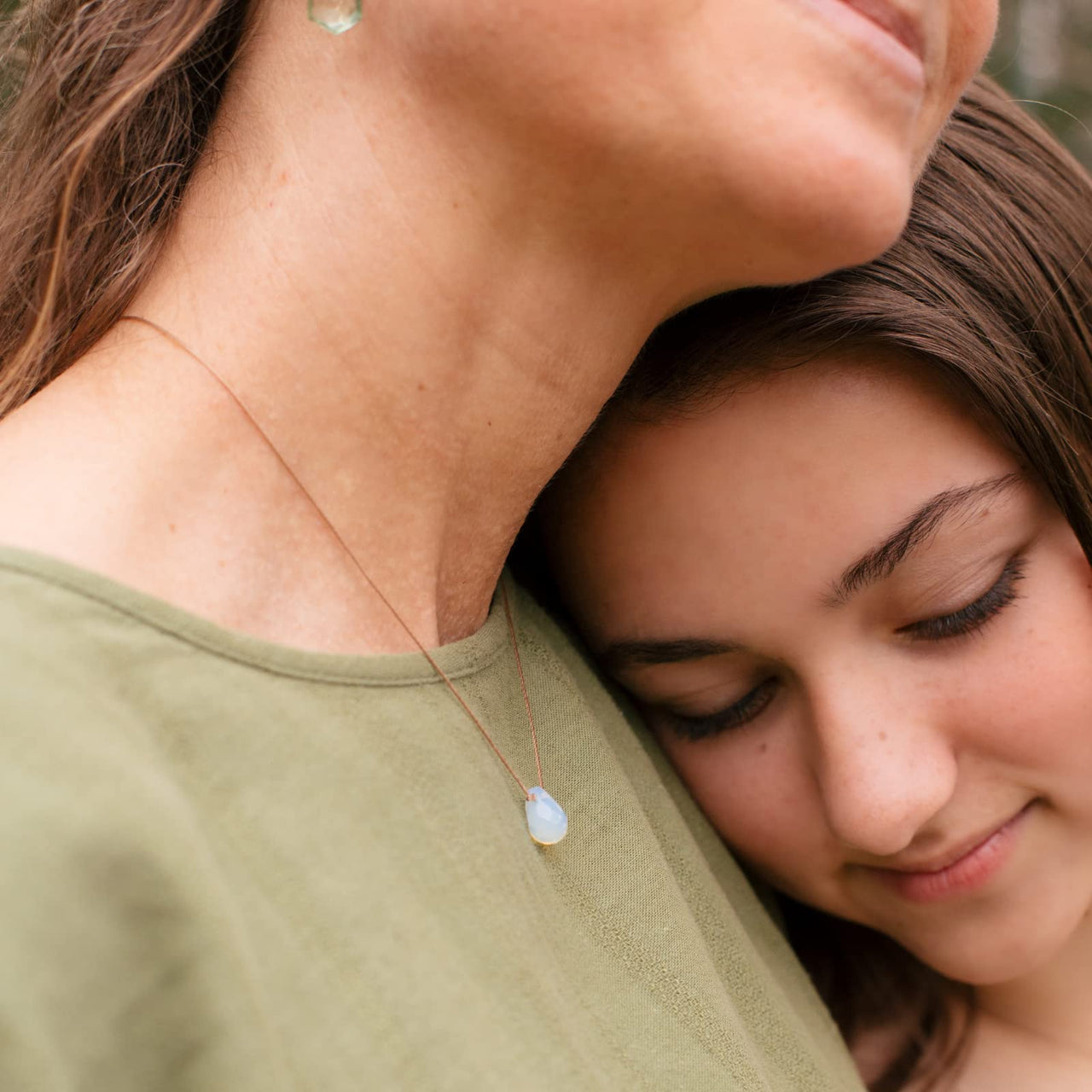 SoulKu Soul Shine Handmade Necklace, Empowering Jewelry With Healing Crystal, Inspirational Jewelry For Women, Mom & Sister, 2"" Extender With Lobster Clasp, 16"" Nylon Cord (Opaline, Motherhood) Opaline