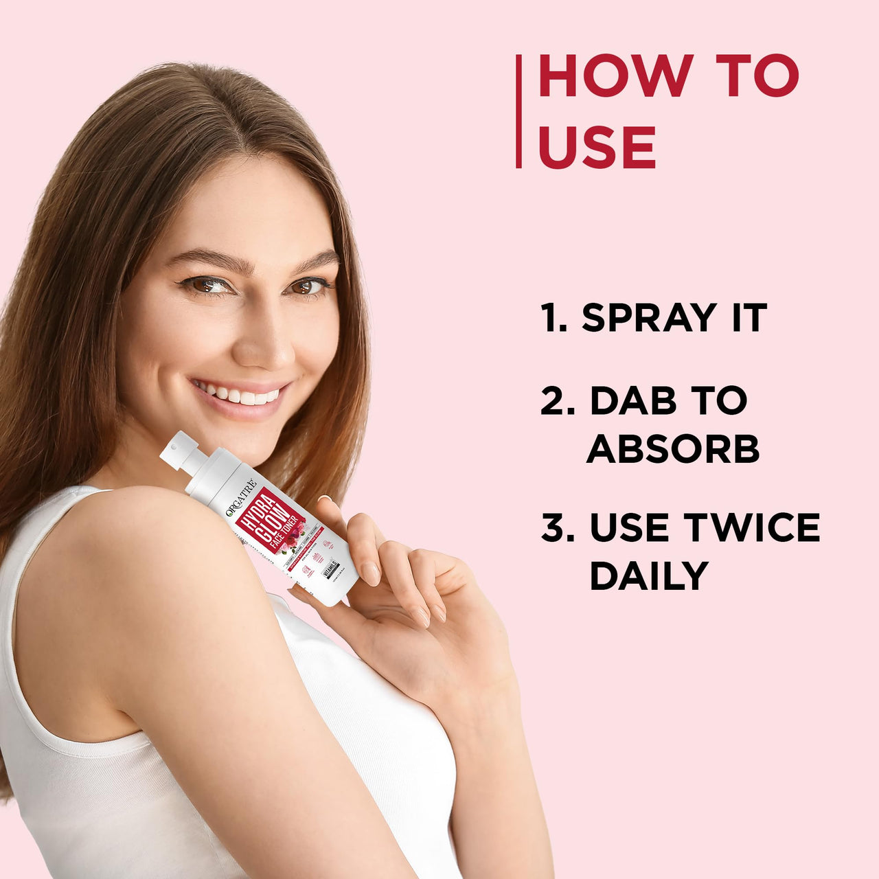 Orgatre Hydra Glow Face Toner for Women | Rose Water Spray with Niacinamide, Cucumber & Hyaluronic Acid | Face Toner for Pores Tightening, Acne-Prone Skin & Glowing Complexion | 100ml