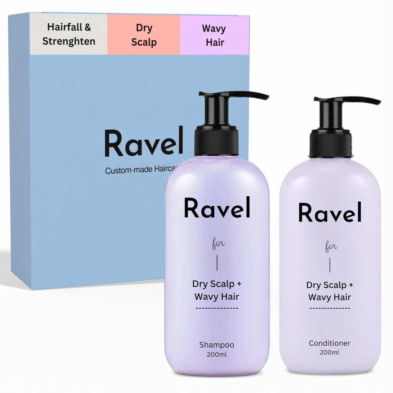 Ravel Customized Hair Fall Control & Strengthen Regimen for Dry Scalp & Wavy Hair, Prevent Hair fall - Shampoo & Conditioner
